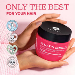 Luseta Keratin Smooth Mascarilla, cabello suave y manejable tras uso semanal