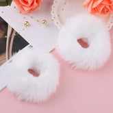 Lusofie par de pompón blanco en pelo artificial, ideal para coletas