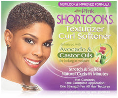 Luster's ShortLooks Curl Softner, bote vertido, estira y suaviza rizos naturales.