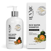 Luv Me Care champú arroz botella: volumen y nutrición para el cabello.