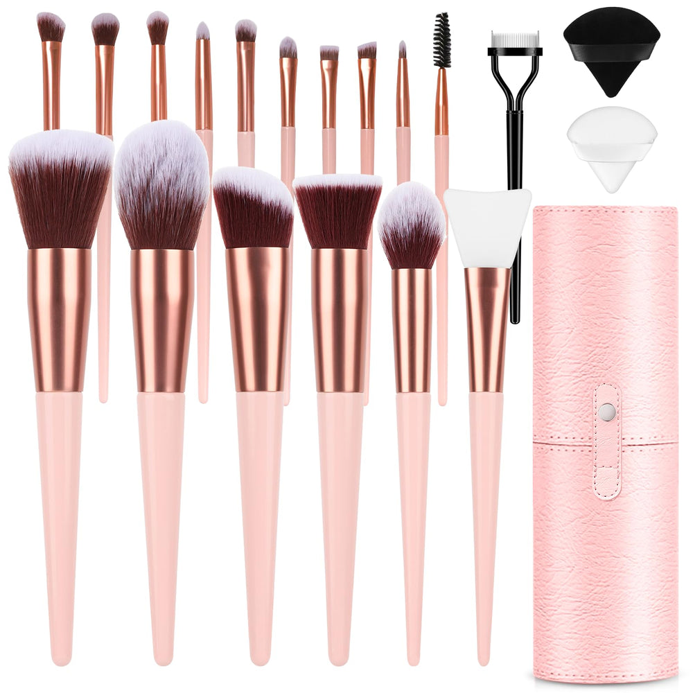 Luxbru set de 17 pinceles para maquillaje con acabado profesional y uniforme.