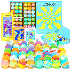 luxdouce-bombas-bano-48-pack-presentacion-regalo ideal para retiro de bienestar en casa.