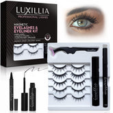 Luxillia kit de pestañas magnéticas, 8 piezas, claras y negras, aspecto natural sin pegamento.