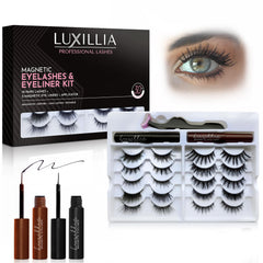 Kit de pestañas magnéticas Luxillia completo para un look natural sin pegamento.