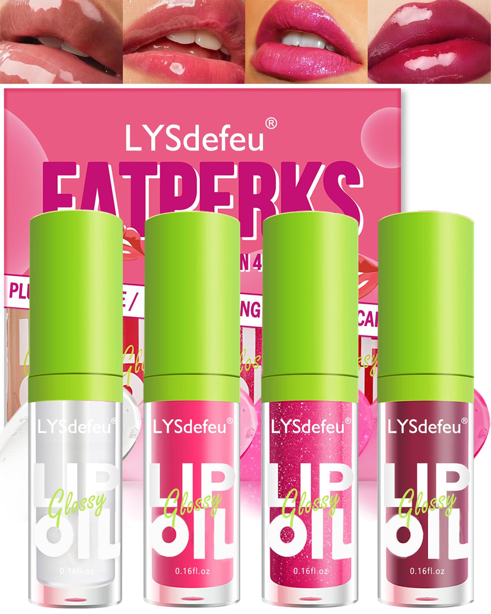 LYSdefeu Aceite Labial 4 Colores: hidratación profunda para labios suaves y brillantes.