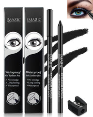 Delineador gel negro LYSdefeu dúo-pack con afilador, cómodo para llevar
