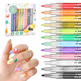 LZXLUKGIR plumas de arte para uñas, 12 colores brillantes para delineados precisos.