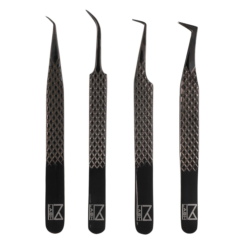 Tijeras M LASH con punta de fibra para extensiones, precisión en pestañas.
