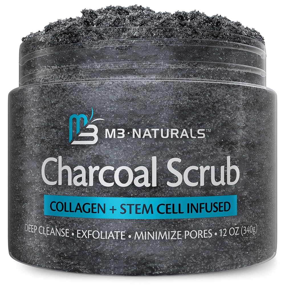 M3 Naturals exfoliante de carbón activado para cuerpo, deja la piel suave