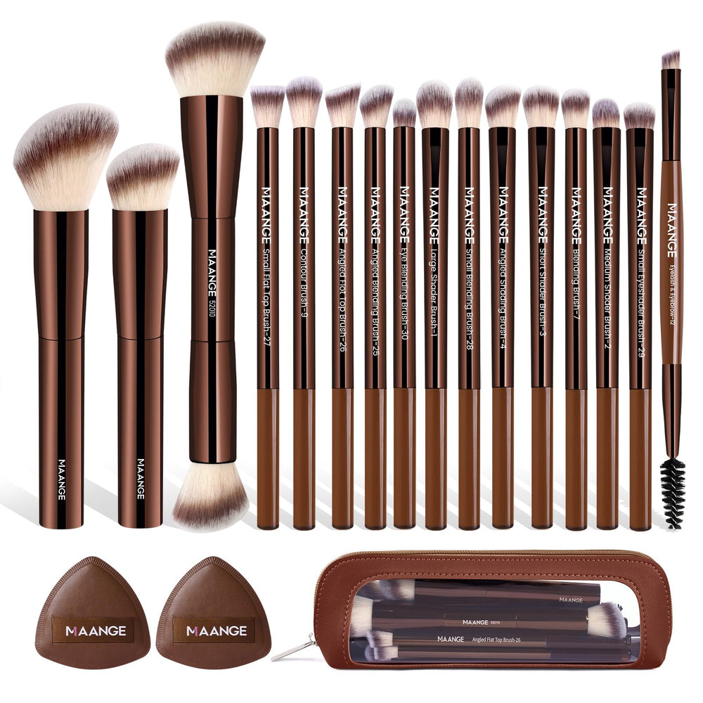 MAANGE set de 19 brochas con estuche para viaje, acabado suave