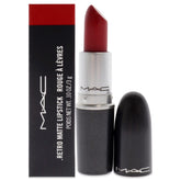 MAC Retro Matte Lipstick Rub Ruby Woo, empaque elegante para look nocturno.