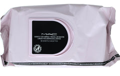 MAC Toallitas Desmaquillantes con Agua Micelar, envase con tapa hermética para retoques rápidos.