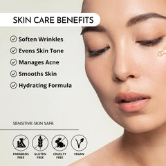 MAELOVE Stargaze Serum, texture satinée visible après application sur la peau.