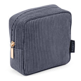 Bolso de maquillaje MAGEFY en pana gris oscuro, compacto para viaje.