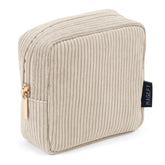 magefy estuche de maquillaje pana beige para bolso, organizado y fácil de transportar.
