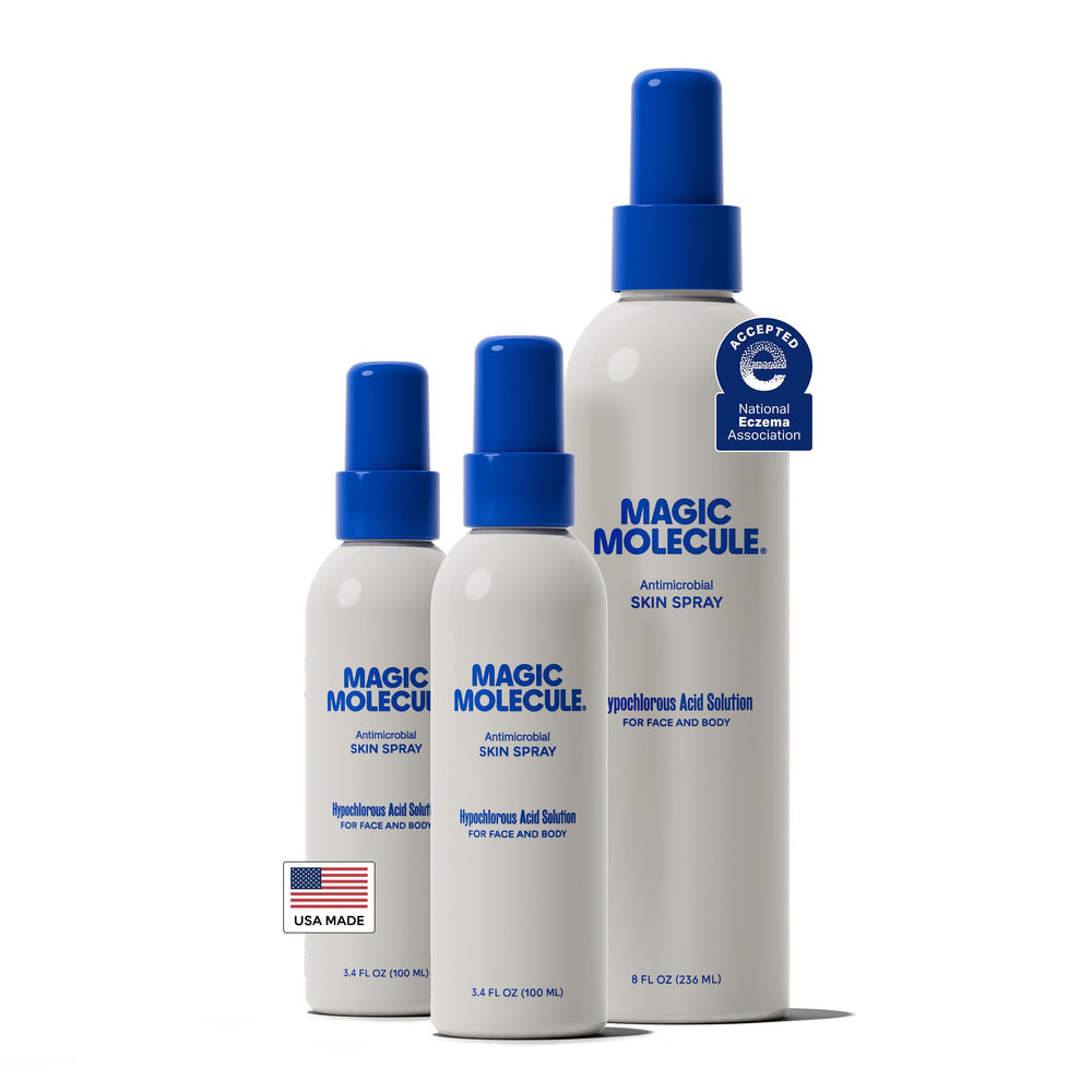 Magic Molecule HOCl Spray, botella 8oz, limpieza facial suave para piel sensible.