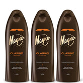 Magno Gel Douche – trois bouteilles visibles pour une routine douche pratique.