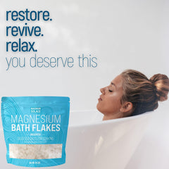 Magnum Solace envase copos magnesio para baño, fácil de almacenar