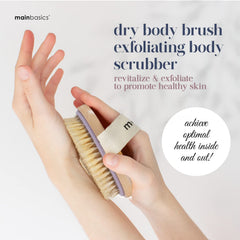 MainBasics cepillo seco corporal con cerdas naturales para exfoliar suavemente la piel