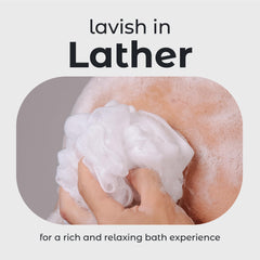 MainBasics lufa-ducha espuma-lujosa, perfecta con gel de baño.