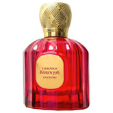 Maison Alhambra Baroque Rouge Extrait, botella frontal, aroma versátil para ocasiones nocturnas.