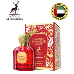 Maison Alhambra Baroque Rouge Extrait, caja elegante, regalo ideal para amantes de fragancias.