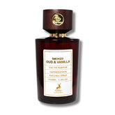 Maison Alhambra Oud ahumado y vainilla en botella, ideal para noches especiales.