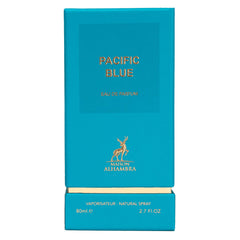 Maison Alhambra Pacific Blue EDP: etiqueta distintiva para colección premium.