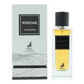Maison Alhambra Winsome EDP frasco visto de frente, fragancia oriental de larga duración