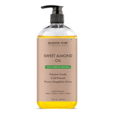 Majestic Pure Aceite de Almendra Dulce en botella, uso cosmético suave para piel.