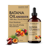 Majestic Pure Aceite de Batana derramando desde el bote para brillo natural.