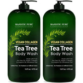 Majestic Pure Gel de Ducha en botella con árbol de té, limpia y nutre la piel.