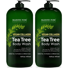 Majestic Pure Gel de Ducha en botella con árbol de té, limpia y nutre la piel.