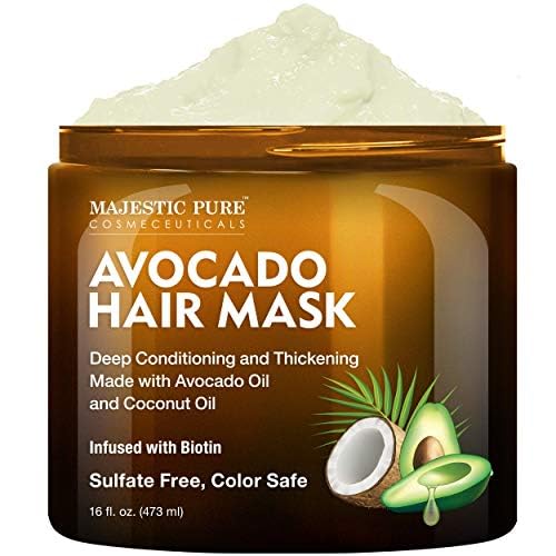 Majestic Pure Mascarilla Aguacate Coco en bote, hidrata cabello seco y aporta brillo.