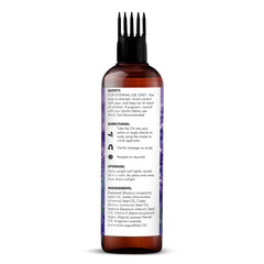 Etiqueta del aceite Majestic Pure, diseño claro y compromiso libre de crueldad.