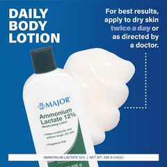 Major Ammonium Lactate 12% label closeup highlights pH-balanced formula for gentle care