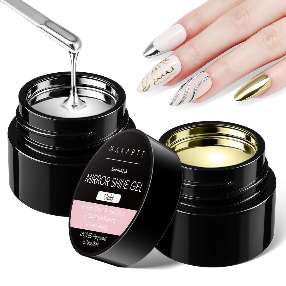 Makartt chrome gel packaging shows two-color pack for DIY nail art inspiration.