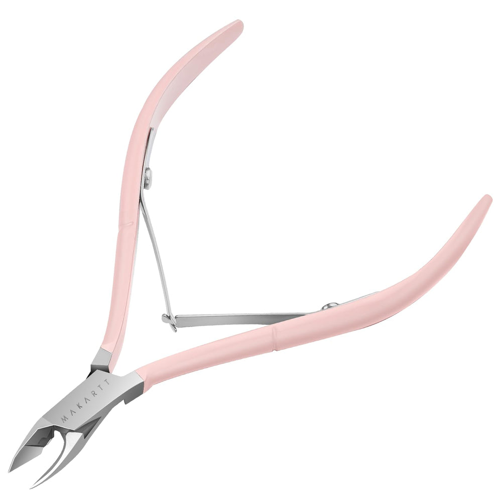 Makartt corta-cutículas rosa, ergonómica para control preciso en manicura en casa.