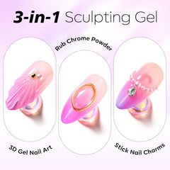 Makartt Gel 3D arte uñas, aplicación directa para acabados detallados en casa.