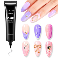 Makartt Gel 3D arte uñas, tubo de aplicación directo para diseños 3D fáciles.