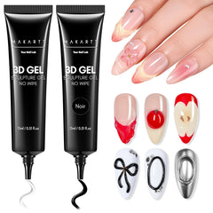 Makartt gel 3D claro para relieve en uñas, ideal para crear líneas finas.