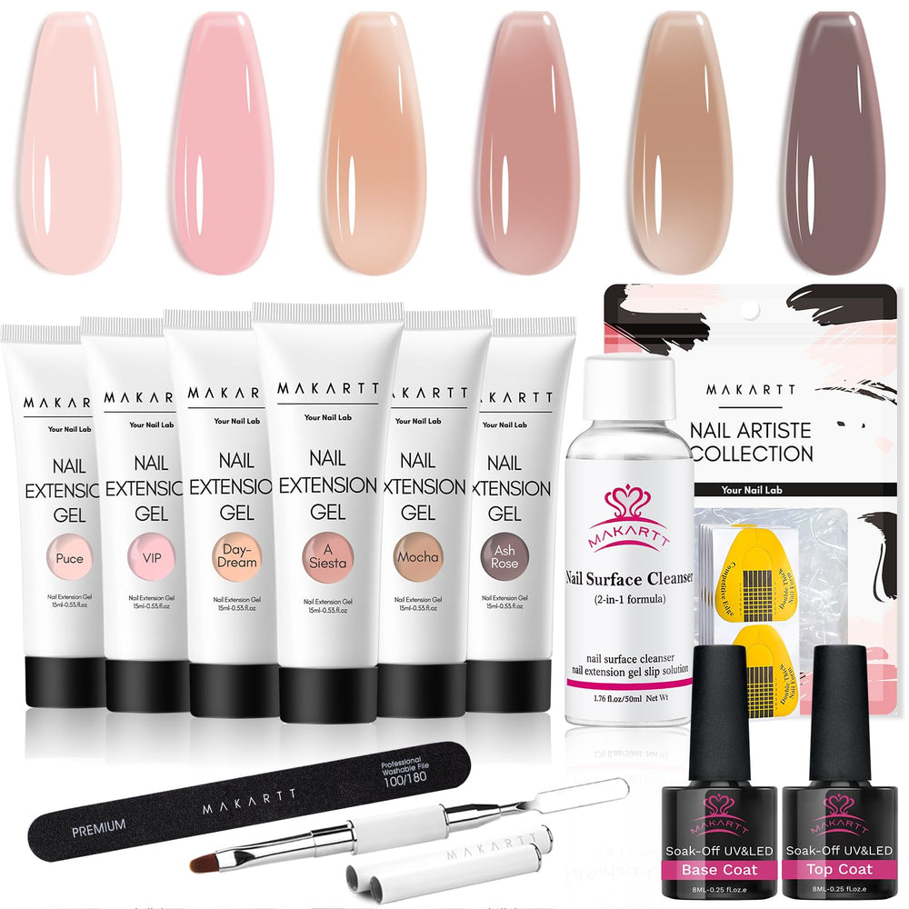 Kit Makartt gel poly uñas con 6 tonos nude para una extensión elegante