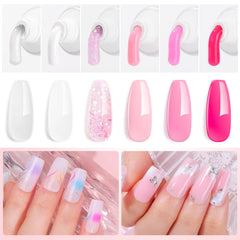 Makartt gel poligel con purpurina rosa para acabado especial