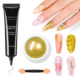 Makartt kit gel 3D para uñas con polvo dorado espejo, efecto relieve llamativo
