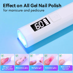 Makartt lampara UV uñas LCD para ver modos y estado de carga