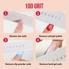 Makartt lima de uñas doble cara 100-180, primer plano mostrando lijado de 100 granos.