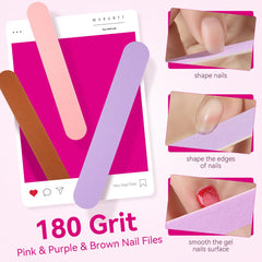 Makartt mini lima 180 grit emery rosa para uñas naturales suaves