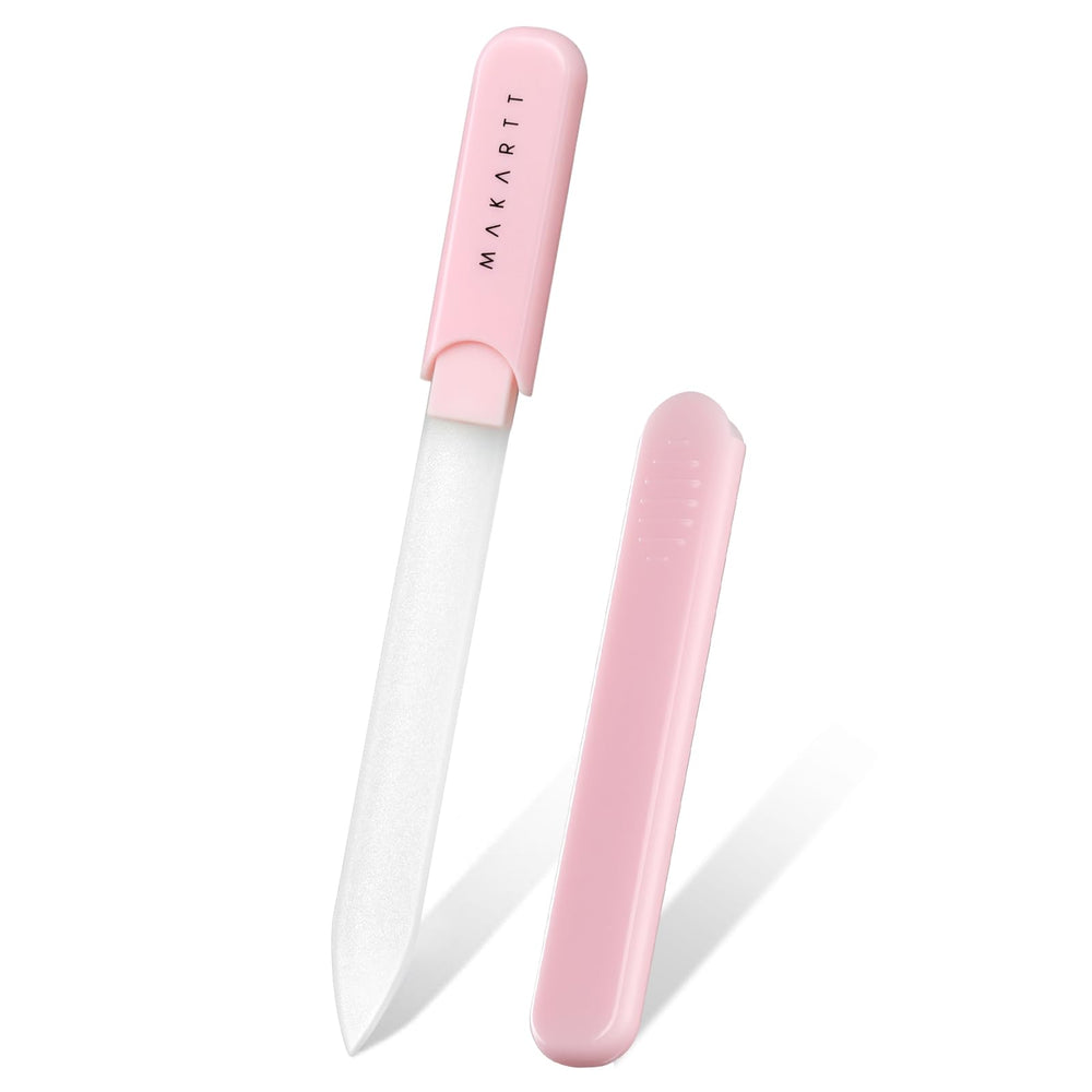 La lima Makartt de vidrio rosa ofrece un acabado suave para uñas naturales.