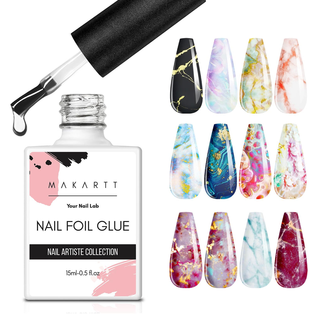 Makartt pegamento para láminas en uñas con bote de 15 ml y adhesión duradera.