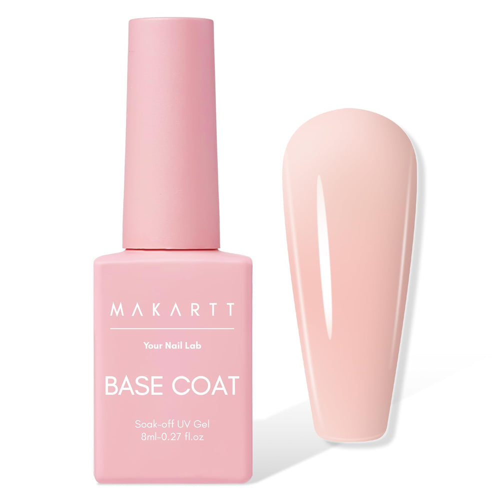 Makartt Rubber Base Gel botella de 8 ml para una base duradera.